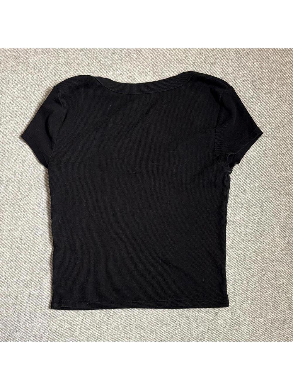 EST.PAC 1980 Black Scoop Neck Short Sleeve Crop Top Size S